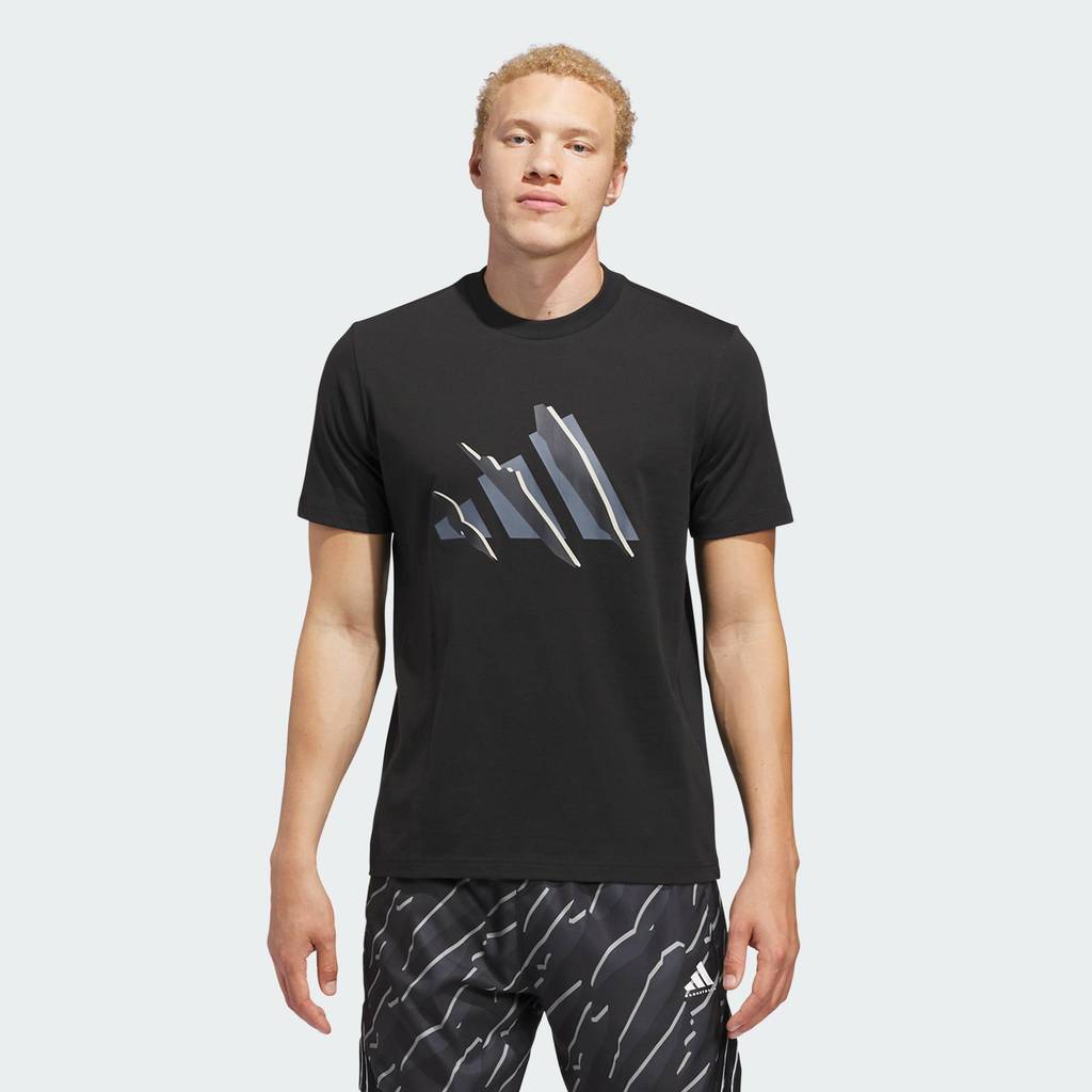 adidas บาสเกตบอล เสื้อยืดพิมพ์ลาย ADIDAS BASKETBALL ผู้ชาย สีดำ JZ9663