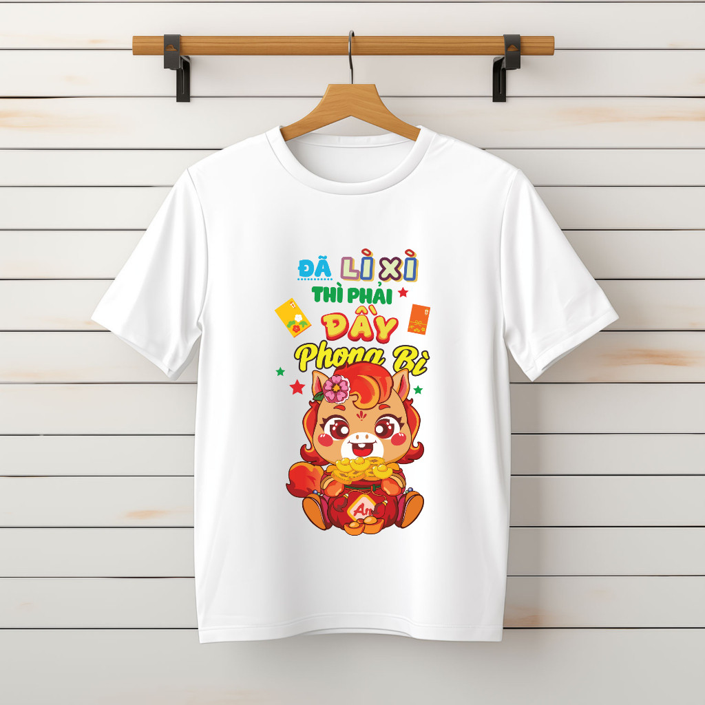 เสื้อยืดผู้ชายและผู้หญิง Tet Shirts - หาเงินนําโชคต้องเต็มซอง - Down Form - ET26P3.18 [HanoiSport]