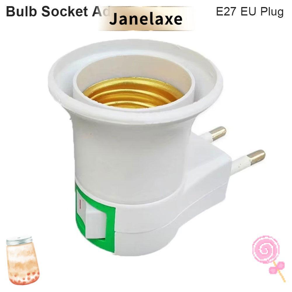 JANELAXE 1 ชิ้นโคมไฟฐาน, ปลั๊ก EU E27 ซ็อกเก็ตหลอดไฟอะแดปเตอร์, ไฟ LED ทนทานพร้อมสวิตช์ควบคุมเปิดไฟซ็อกเก็ตโคมไฟพลาสติก