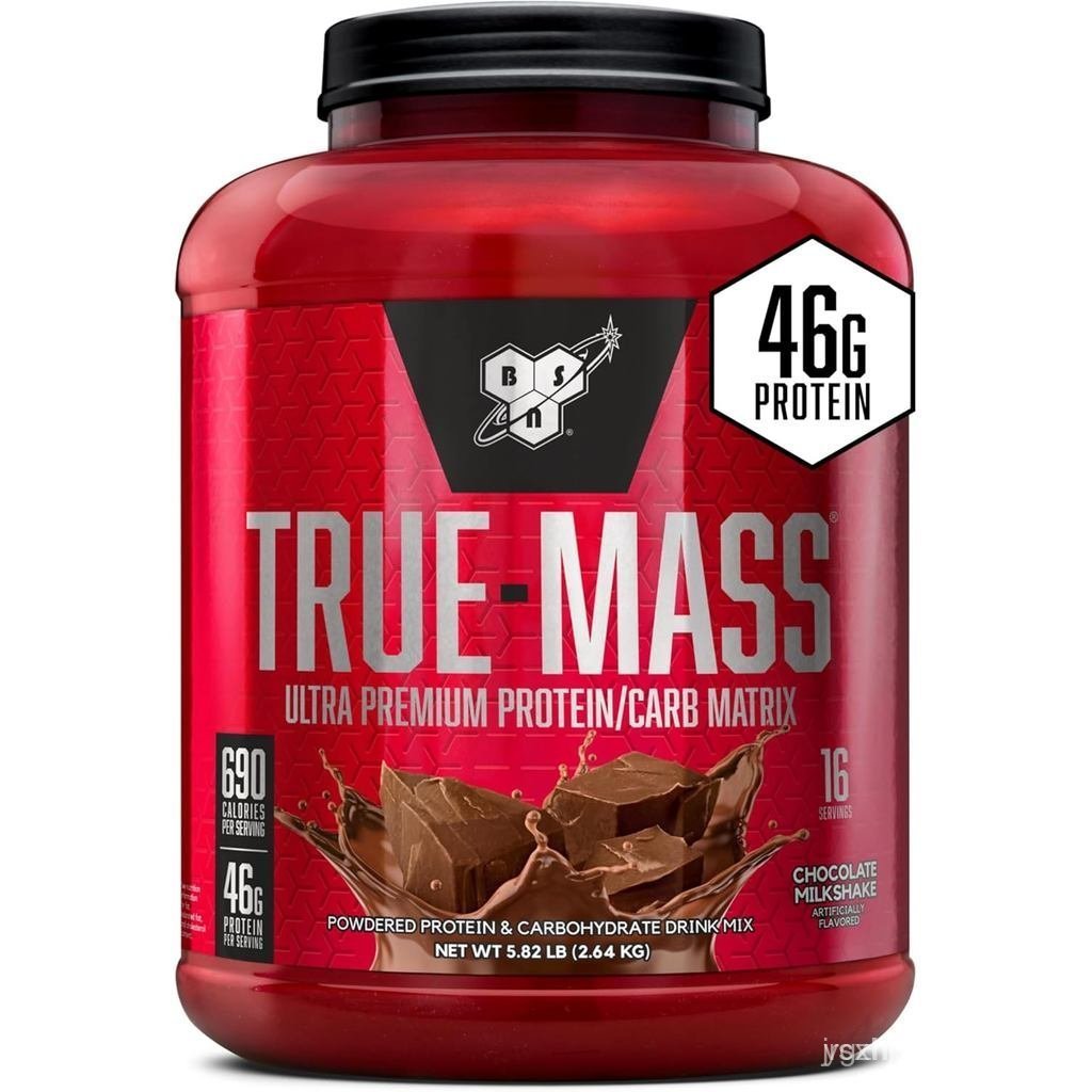 BSN TRUE-MASS เครื่องเพิ่มน้ําหนัก, ผงโปรตีนเพิ่มกล้ามเนื้อ, มิลค์เชคช็อคโกแลต, 5.82 ปอนด์