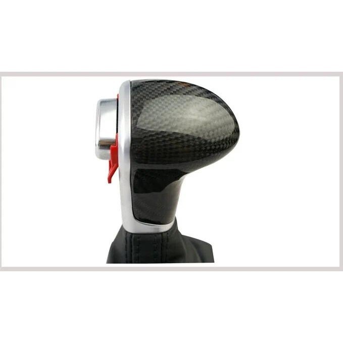 สีดําคาร์บอนไฟเบอร์หนังเกียร์ Shift Knob สําหรับ AUDI A6 A3 A4 A5 A6 Q7 Q5 4G1 713 139