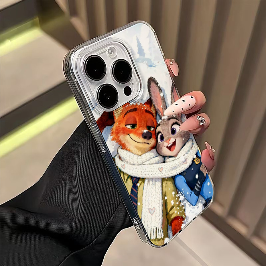 เคสไอโฟน13 คู่รักกระต่ายและจิ้งจอกที่หรูหราและมีสไตล์ สำหรับ IPhone 17 13 16 11 15 12 14 Pro Max 13 16 Pro 14 15 16 Plus - รูปที่ 4