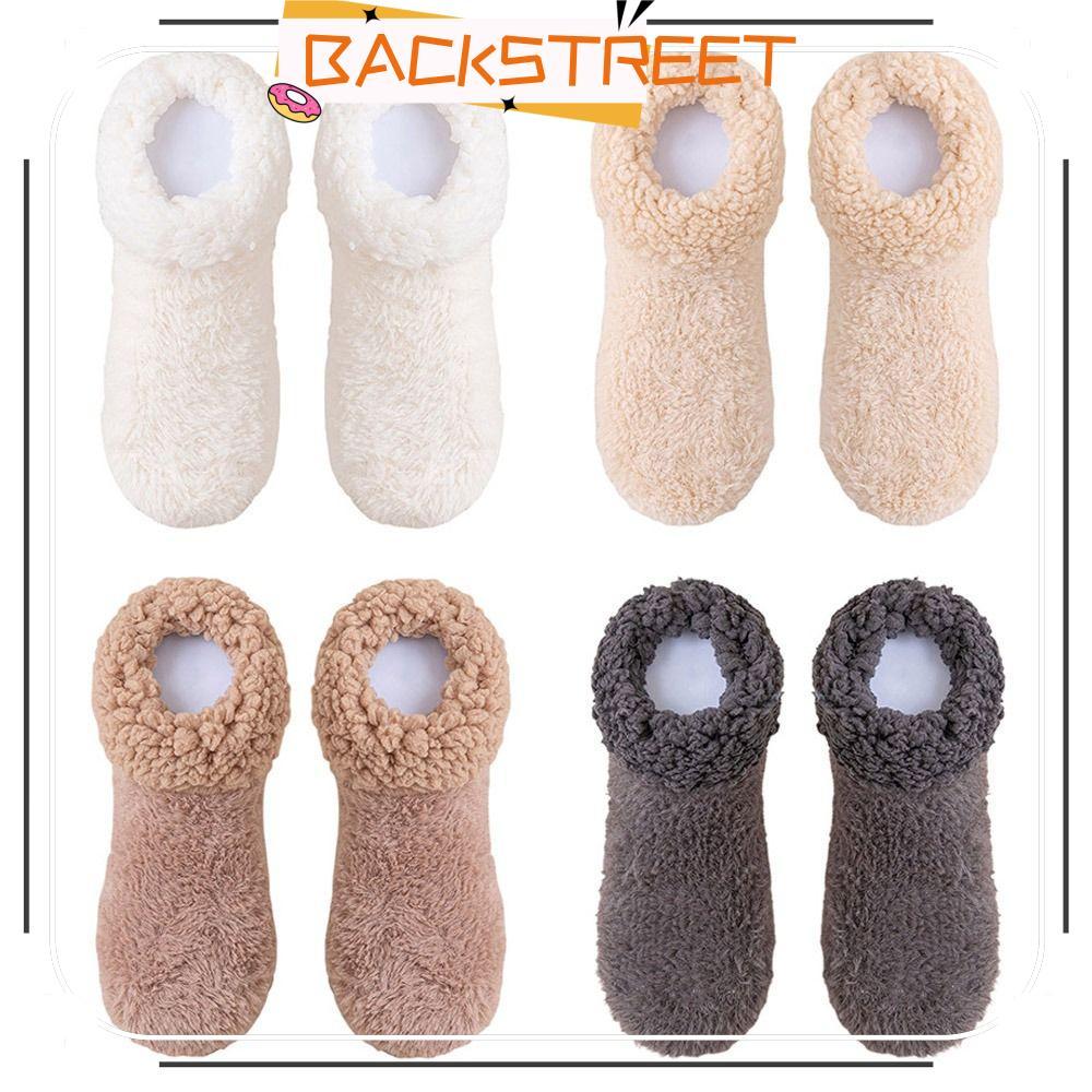 BACKSTAGE ถุงเท้าพื้นอบอุ่น, Keep Warm Soft Winter Socks, ซับขนแกะน่ารักกันลื่นถุงเท้าพื้นนอนหลับสบายฤดูใบไม้ร่วงฤดูหนาว