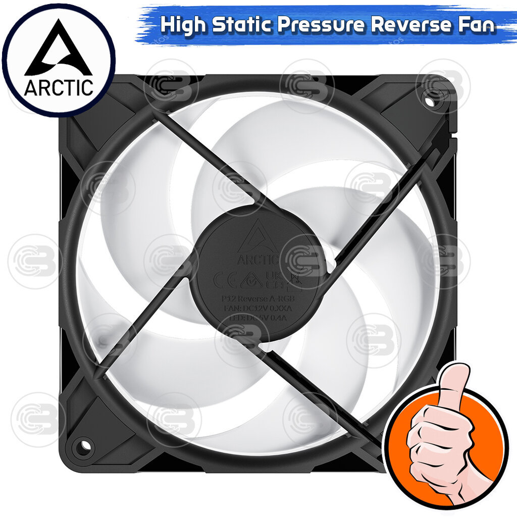 [CoolBlasterThai] ARCTIC P12 PRO REVERSE PST A-RGB BLACK (size 120 mm.) X3 Value Pack PC Fan Case ประกัน 6 ปี - รูปที่ 3
