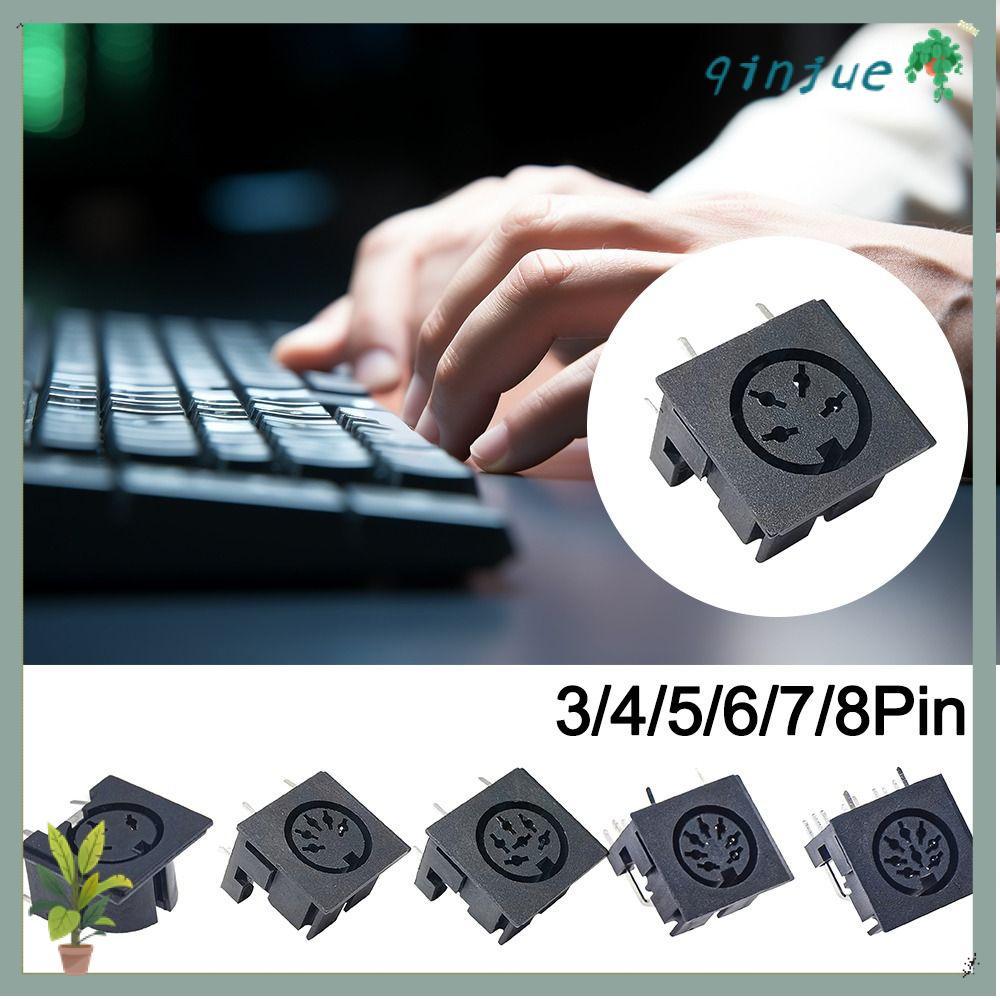 QINJUE DIN Mini Jack, 3 4 5 6 7 8 Pin Mini DIN หญิงซ็อกเก็ตเชื่อมต่อ, DIN ซ็อกเก็ต 4P/5P/6P/7P/8P PC