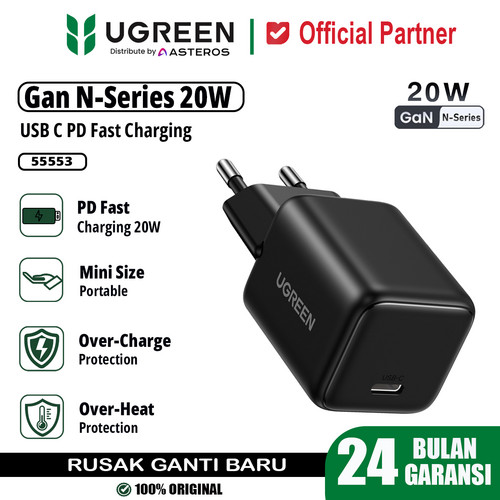 UGREEN 55553 GAN 20W BLACK ADAPTER