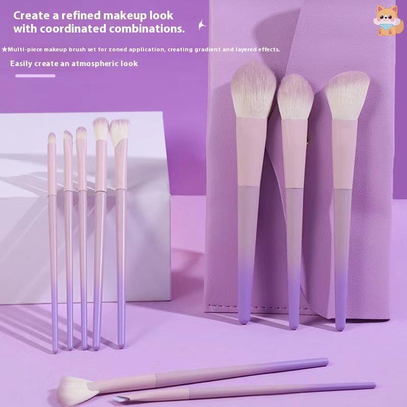 [VI] ชุดแปรงแต่งหน้าสีม่วง 10 ชิ้น, แปรงแป้งฝุ่น, แปรงอายแชโดว์, ชุดเครื่องมือความงามครบชุดแปรงคอนซี