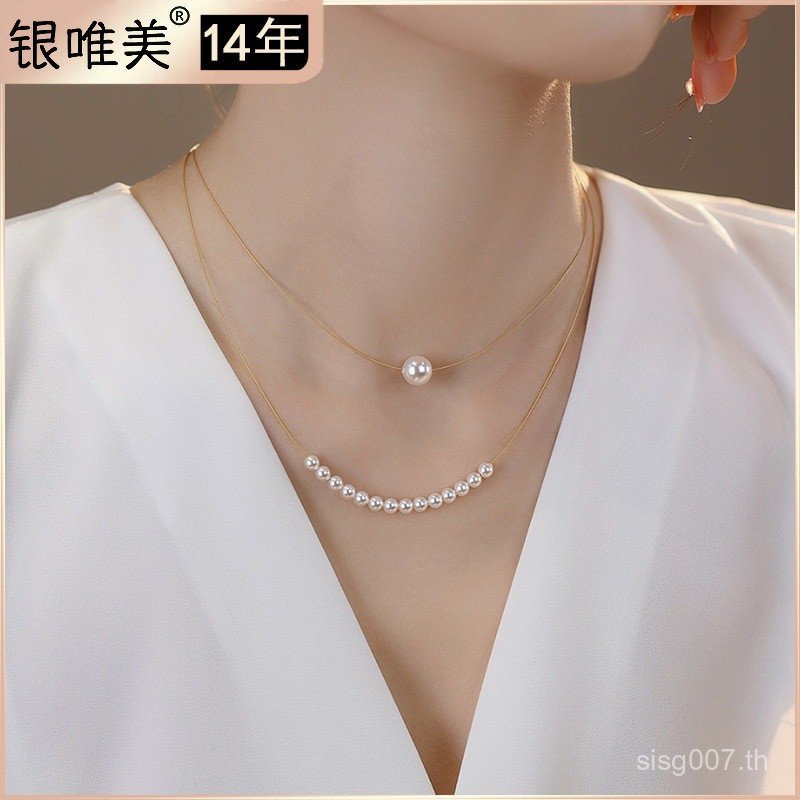 ไข่มุกธรรมชาติอารมณ์มุกหรูหราน้ําจืด Niche Shijia S925 เงิน All-Match Simple Commuter Collar สร้อยคอ