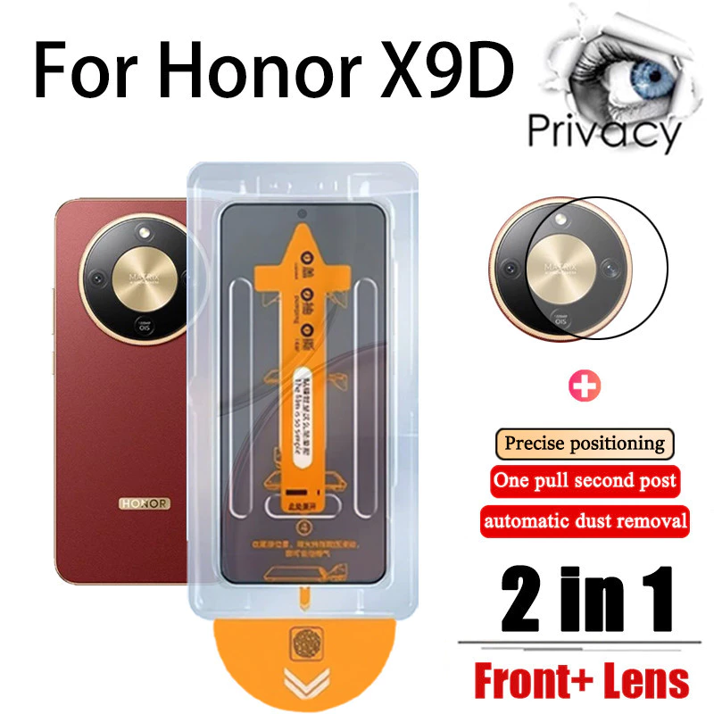 2 in 1 ฟิล์ม ฟิล์มกระจก Honor X9D Anti-Spy ฟิล์มความเป็นส่วนตัวคลิกเดียวกระจกนิรภัยป้องกันหน้าจอสําหรับ Honor 400 X7C X7D X6C X5B X9D