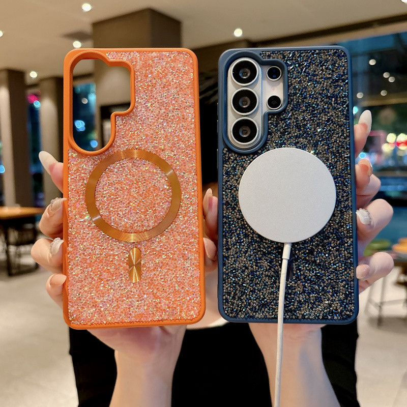 Glitter Sparkling Rhinestones เพชรเคสโทรศัพท์แม่เหล็กสําหรับ Samsung Galaxy S26 Ultra S26 Plus S25 Ultra S24 S23 Ultra ไร้สายชาร์จ Hard กันกระแทก