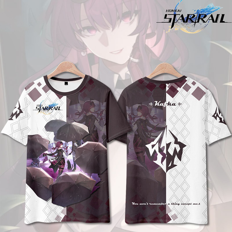 เสื้อยืดแขนสั้น Cosplay จากเกม Star Train Honkai: Rail Kafka พิมพ์ลาย Contrast