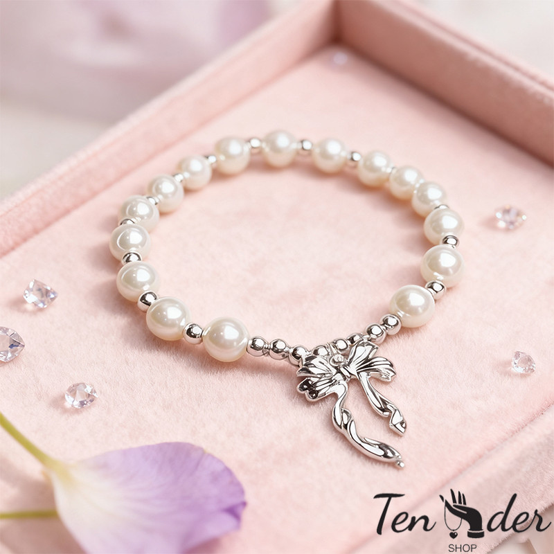 COD-ส่งเร็วจากไทย🎀เฉพาะกลุ่ม หรูหราเบาๆ โบว์ ไข่มุก สร้อยข้อมือ ประณีต อารมณ์ ระดับไฮเอนด์ หวาน-Ten