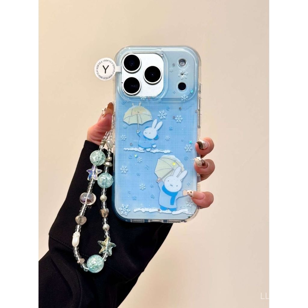 เคสโทรศัพท์เหมาะสําหรับiPhone 11 12 13 14 15 16 17 Pro max Plus Airฤดูหนาวน่ารักSnowingร่มMiffy Chai