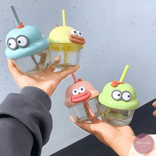 แก้วการ์ตูน ถ้วยน้ำหัดดื่ม 210 ml. ขนาดเล็กแบบพกพา ฝาปิดมีจุ…