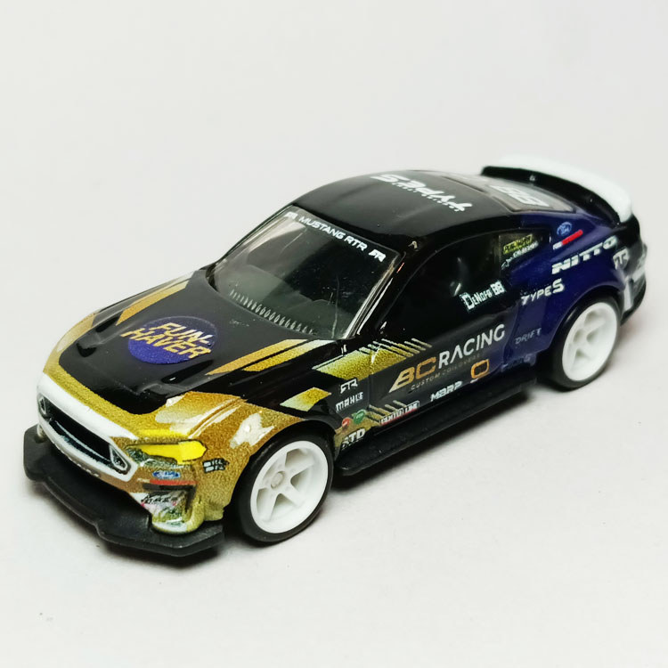 HotWheels HotWheels Ford MUSTANG RTR รถสปอร์ตสีดําหายาก MUSTANG RTR ยางยางเหล็ก Sole