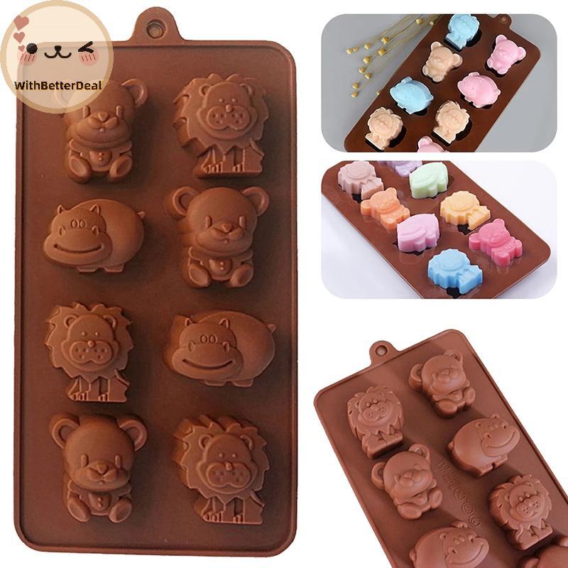 BETTER แม่พิมพ์ซิลิโคนสัตว์ Hippo Lion Bear Shape สบู่ช็อคโกแลตเค้ก DIY เครื่องครัว TH