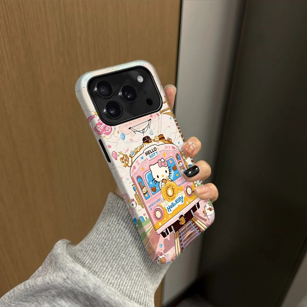 ขนมลูกแมวรถไฟเหมาะสําหรับiPhone 17ProMaxเคสโทรศัพท์ 13 11 XSMAX 15 14ProMax 7/8Plus 17Pro 16ProMax 12 XS XR 16Pro 17AIR Matte Two-in-One Hard Case - รูปที่ 3