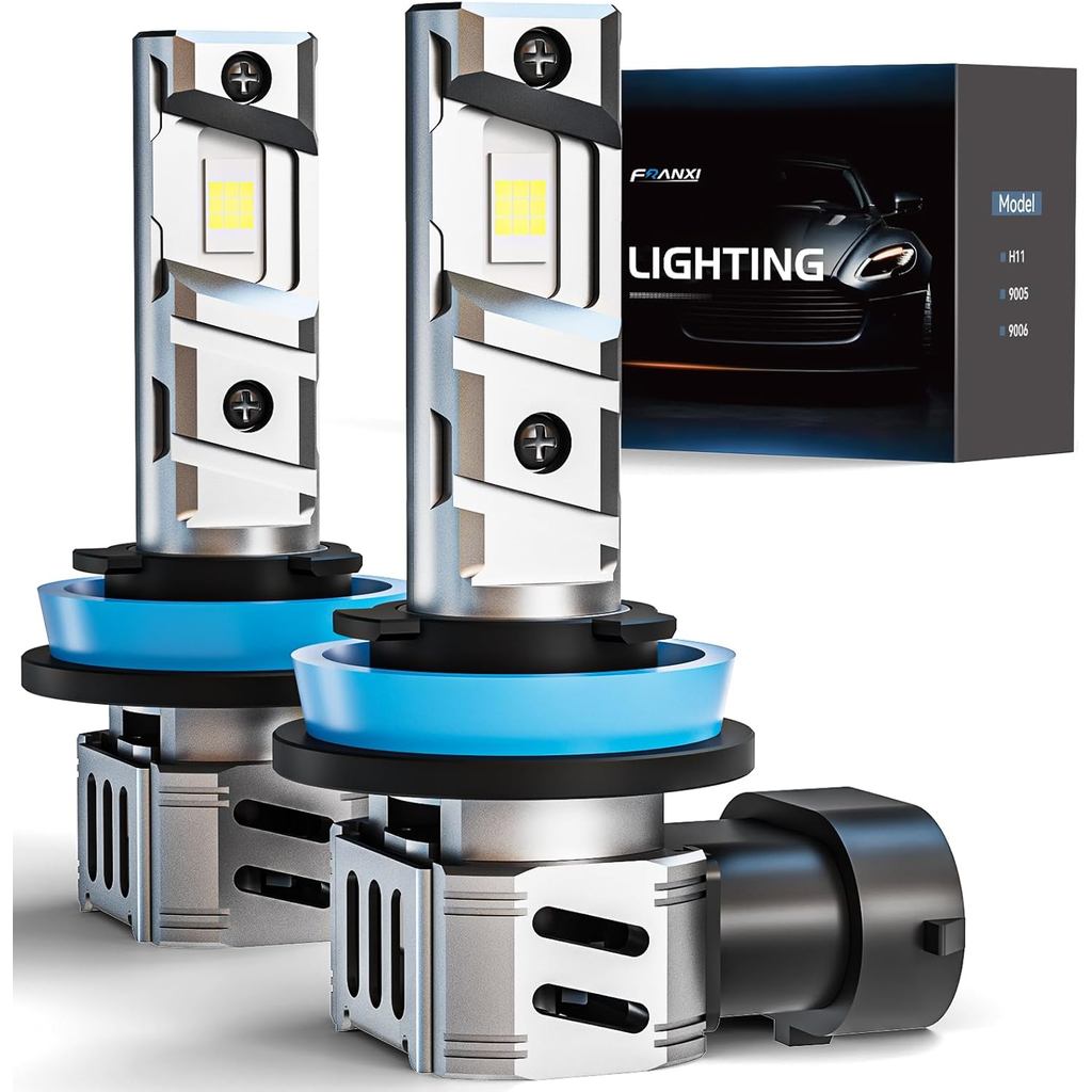 FRANXI H11 Bulbs Fog Lights, H8 H9 H16 Lights 60W Super Bright 6000K Cool White, 1:1 Design with Coo