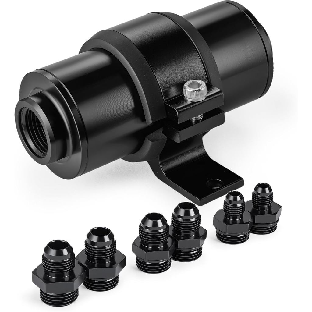 EVIL ENERGY Inline Fuel Filter 10 Micron with 6AN 8AN 10AN Adapter&Bracket Clamp 50MM Universal