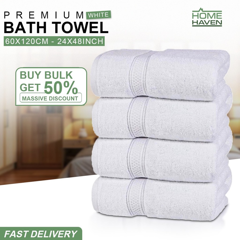 ผ้าขนหนูอาบน้ําสีขาว US 500GSM 60x120 ซม. 100% แหวนปั่นผ้าฝ้ายผ้าขนหนูดูดซับสูง Bath, Gym & Hotel Sp