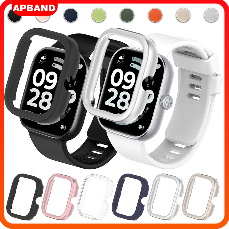 ปกป้องกระจกนิรภัย สายซิลิโคนอ่อนสำหรับกีฬา ฝาครอบแข็งวัสดุ PC for Smartwatch Xiaomi Redmi Watch 6 5 4