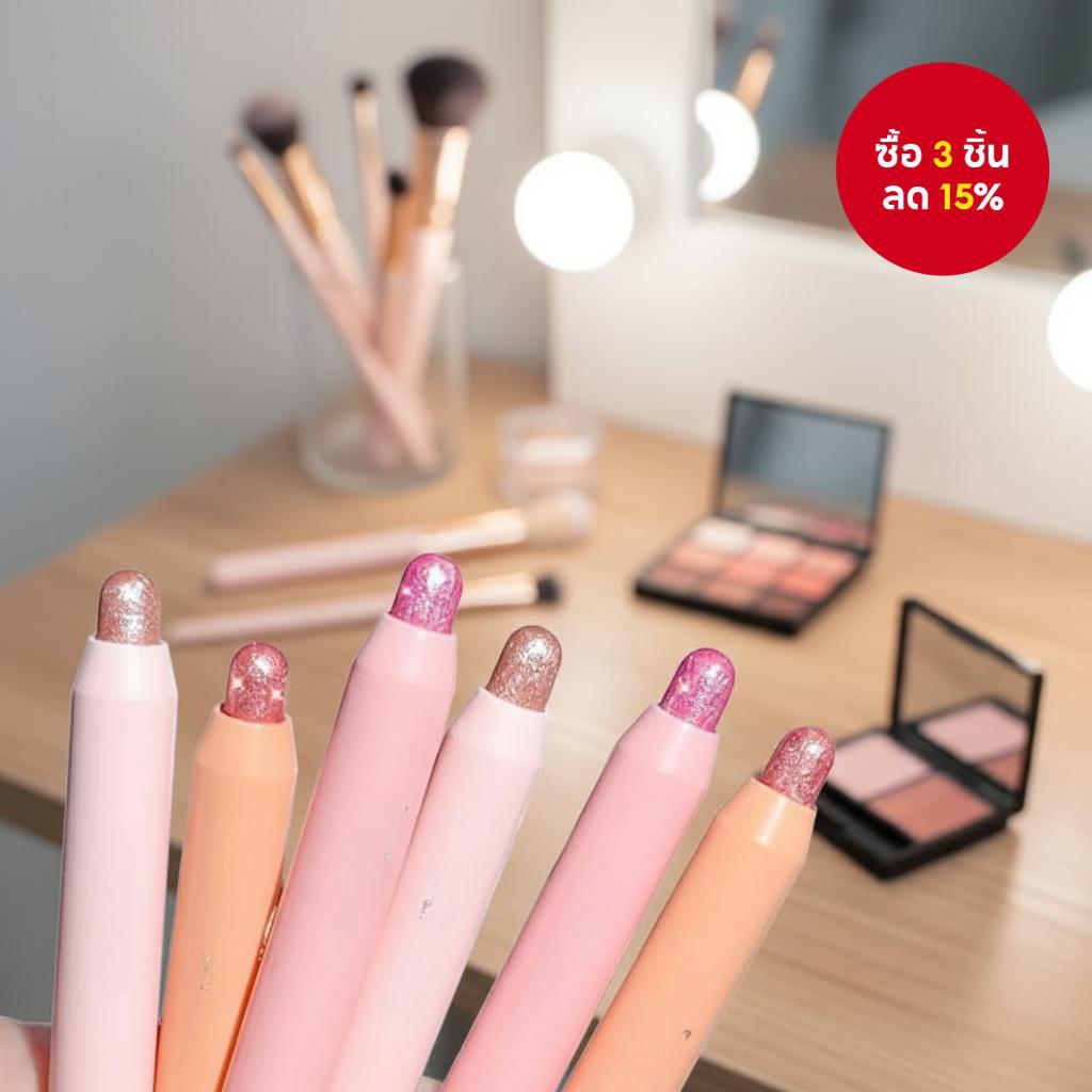 อายแชโดว์แบบแท่งไข่มุก, กันน้ํา, ดินสอประกายแวววาว, อายไลเนอร์เนื้อเนียนนุ่ม