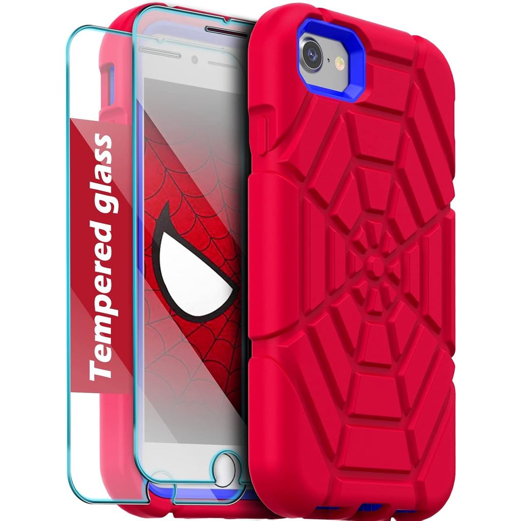 Grifobes สําหรับ iPhone SE 2022/2020 เคสสําหรับ iPhone 8/7 / 6 / 6S พร้อม [2 แพ็ค] กระจกเทมเปอร์ปกป้