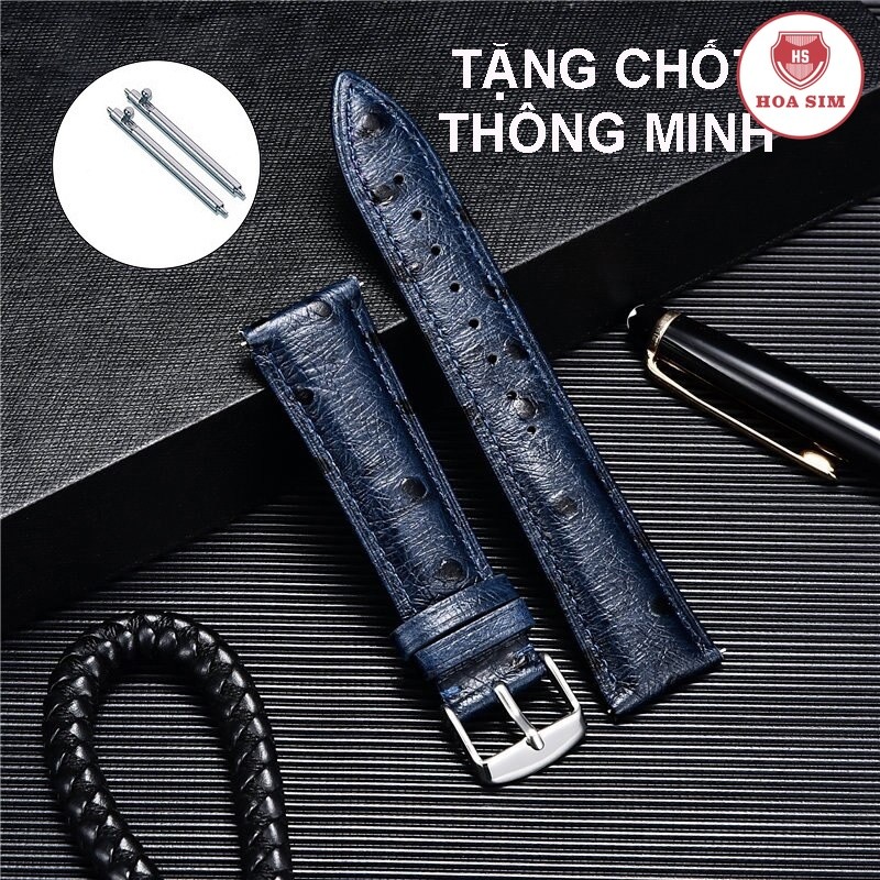 (สีน้ําเงิน) OL-P8024 PREMIUM OSTRICH สายนาฬิกาหนังพร้อม SMART LATCH