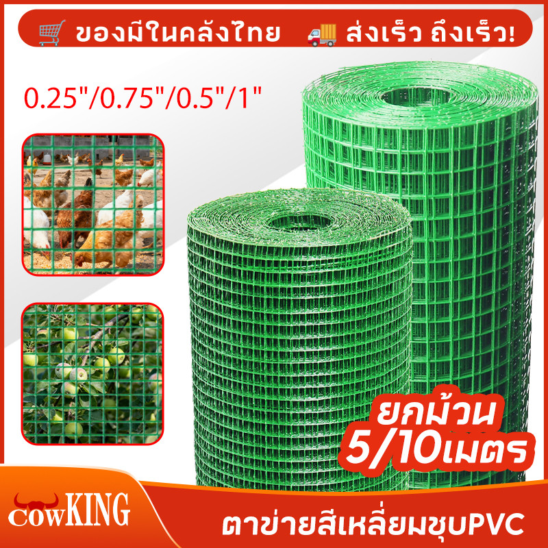 MUSCLE COW ลวดตาข่ายเหล็กสี่เหลี่ยม ชุบ PVC ขนาด 1/2 นิ้ว ไม่ขึ้นสนิม กรงนก กรงไก่ ทำสวน ปลูกดอกไม้ ชุปพีวีซี