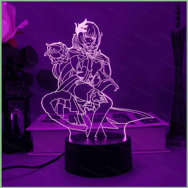 Honkai: Star Rail Night Light อะนิเมะ 3d โคมไฟระยะไกล LED ชาร์จ USB Rainbow Bronya Kiana Elysia แสงต