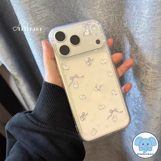 สำหรับIPhone 16 17 15 13 11 air 12 14 Pro Max X XR XS Max 14 7 16 15 8 Plus SE โรแมนติกสตาร์ กระต่ายโบว์ เคสใส