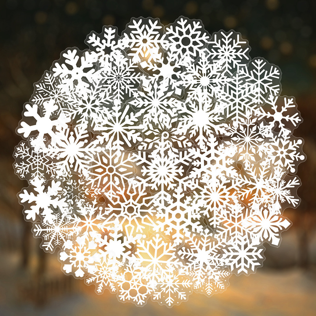 50ชิ้น สติกเกอร์เกล็ดหิมะ PET ใส (Transparent) กันน้ำ ลอกออกไม่ทิ้งคราบ ติดซ้ำได