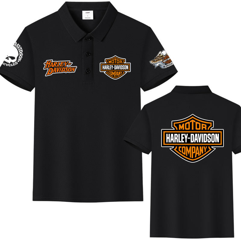 👕 เสื้อโปโล Harley Davidson ชุดขี่มอเตอร์ไซค์แบบหนา เสื้อโปโลคอตตอน เสื้อยืดแขนสั้น