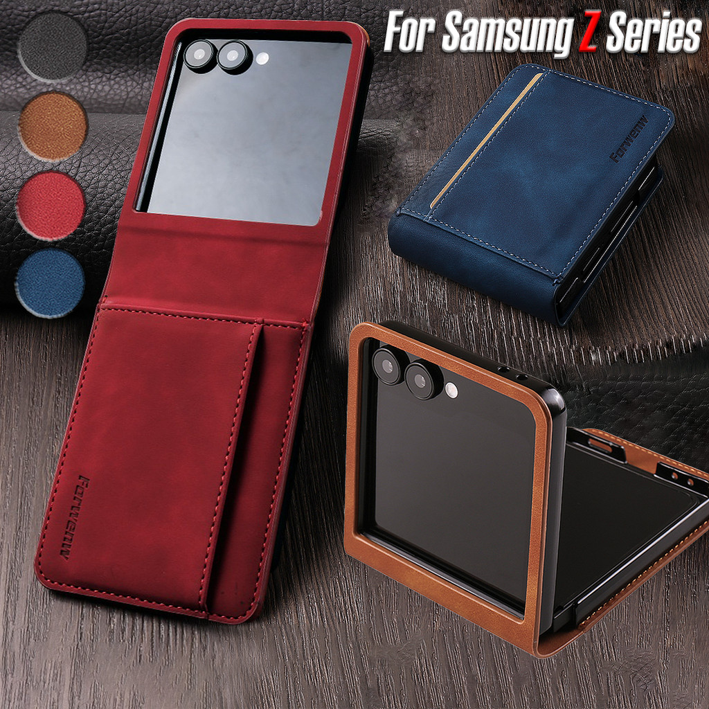 หรูหรา Retro หนังสําหรับ Samsung Galaxy Z Flip 7 6 5 4 5G Z Flip4 Flip5 Flip6 Flip7 กันกระแทกฝาครอบโทรศัพท์ปลอกสําหรับ Samsung Z Flip 7