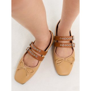 [Pomelo] รองเท้าส้นแบนแต่งสายคาด / Double Strap Ballet Flats