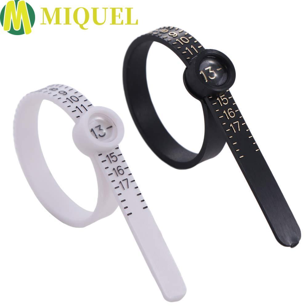 MIQUEL เครื่องวัดนิ้วสีดําสีขาวน้ําหนักเบาแหวนไม้บรรทัดแหวนเครื่องมือวัดแหวนปรับขนาดเครื่องมือแว่นขย