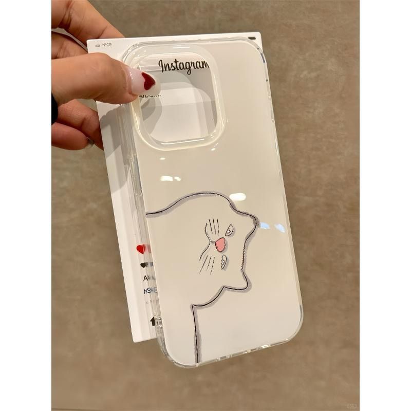 สองชั้น IMD สาวแมวเรียบง่าย iphone17/16/15promax เคสโทรศัพท์มือถือ 14/13/12 เคสแข็ง XSmax