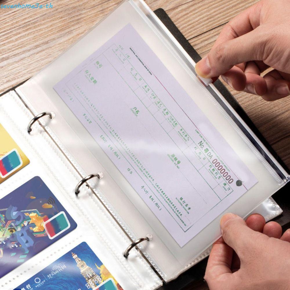 SEVENHOME3E เงิน Budget Binder, หลวมใบ PU หนัง Bill Planner Binder, โปร่งใสเรียบง่ายนํากลับมาใช้ใหม่