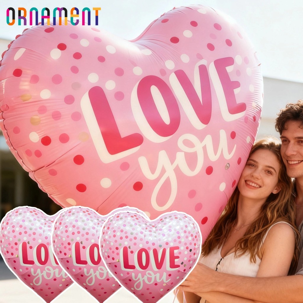 [H&L]บอลลูนยักษ์ Love You Heart ขนาด 1/2 ชิ้น|ทนทาน วัสดุอลูมิเนียมฟอยล์ลายจุด|63 นิ้วตกแต่งโรแมนติก