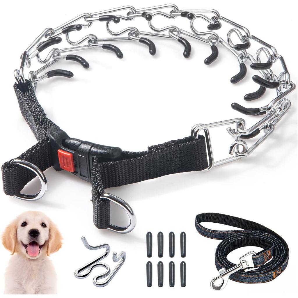 Training Collar for Small Dogs - 2.5mm Adjustable No-Pull Guidance Pet Stainless Steel Collar with Q