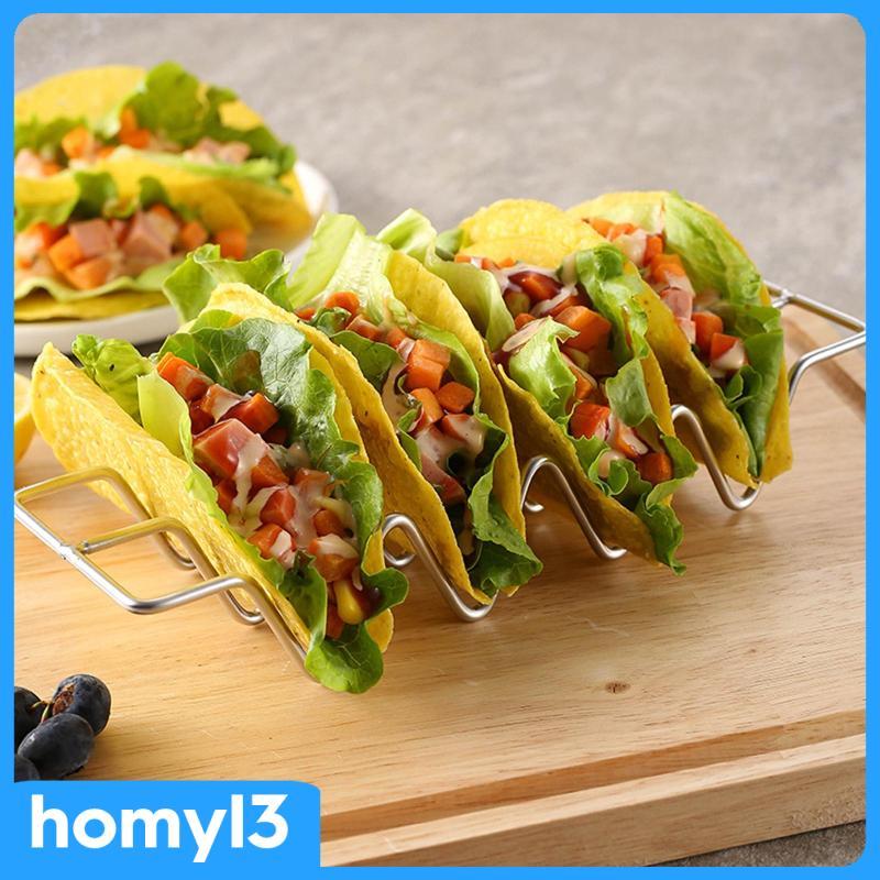 [Homyl3] Taco Holder Stand วัสดุเพื่อสุขภาพ Taco Truck Tray Rack รับน้ําหนักได้ถึง 4 Tacos แต่ละ