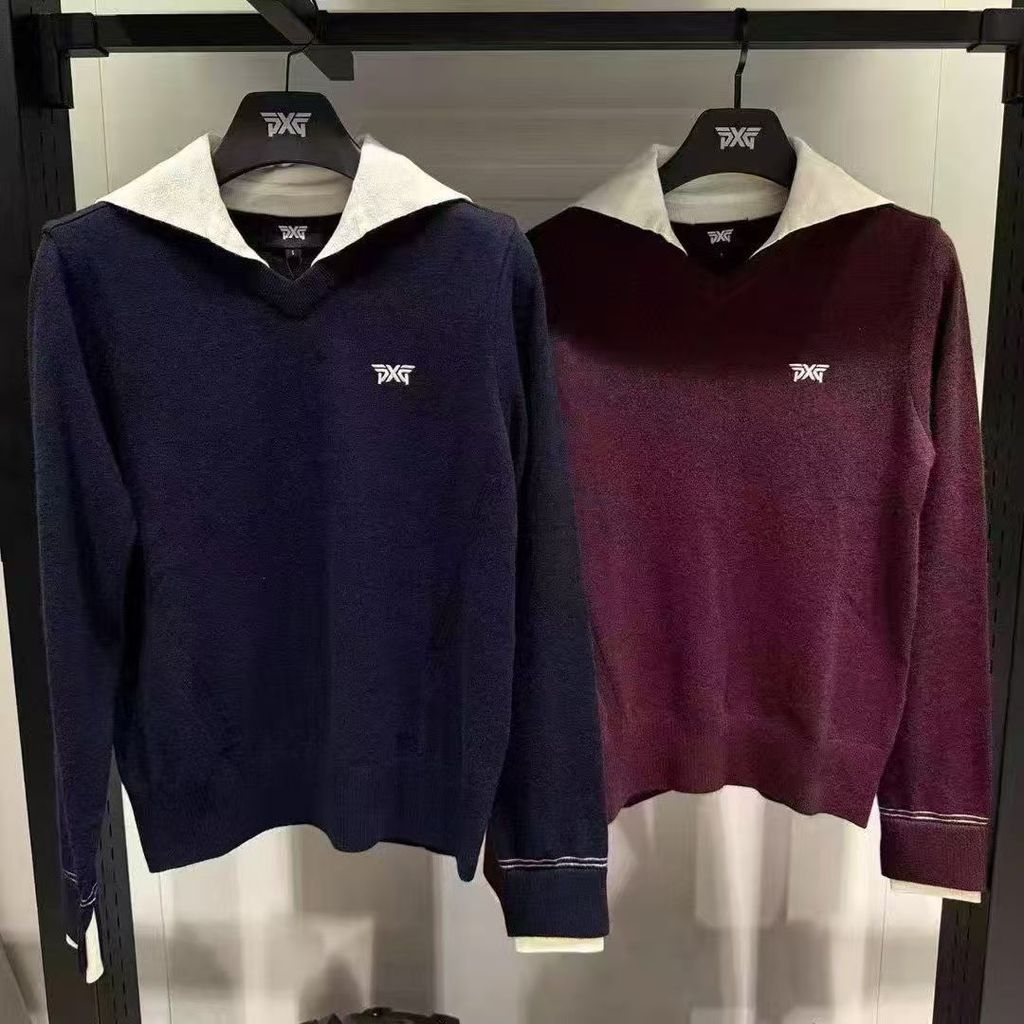 PXG กอล์ฟเสื้อแขนยาวสำหรับสุภาพสตรี แบบคอปกถัก