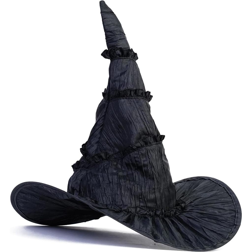 Probeauty Witch Hat for Adult Women Black Hat Costume Accessories Witch Cap Headwear Halloween