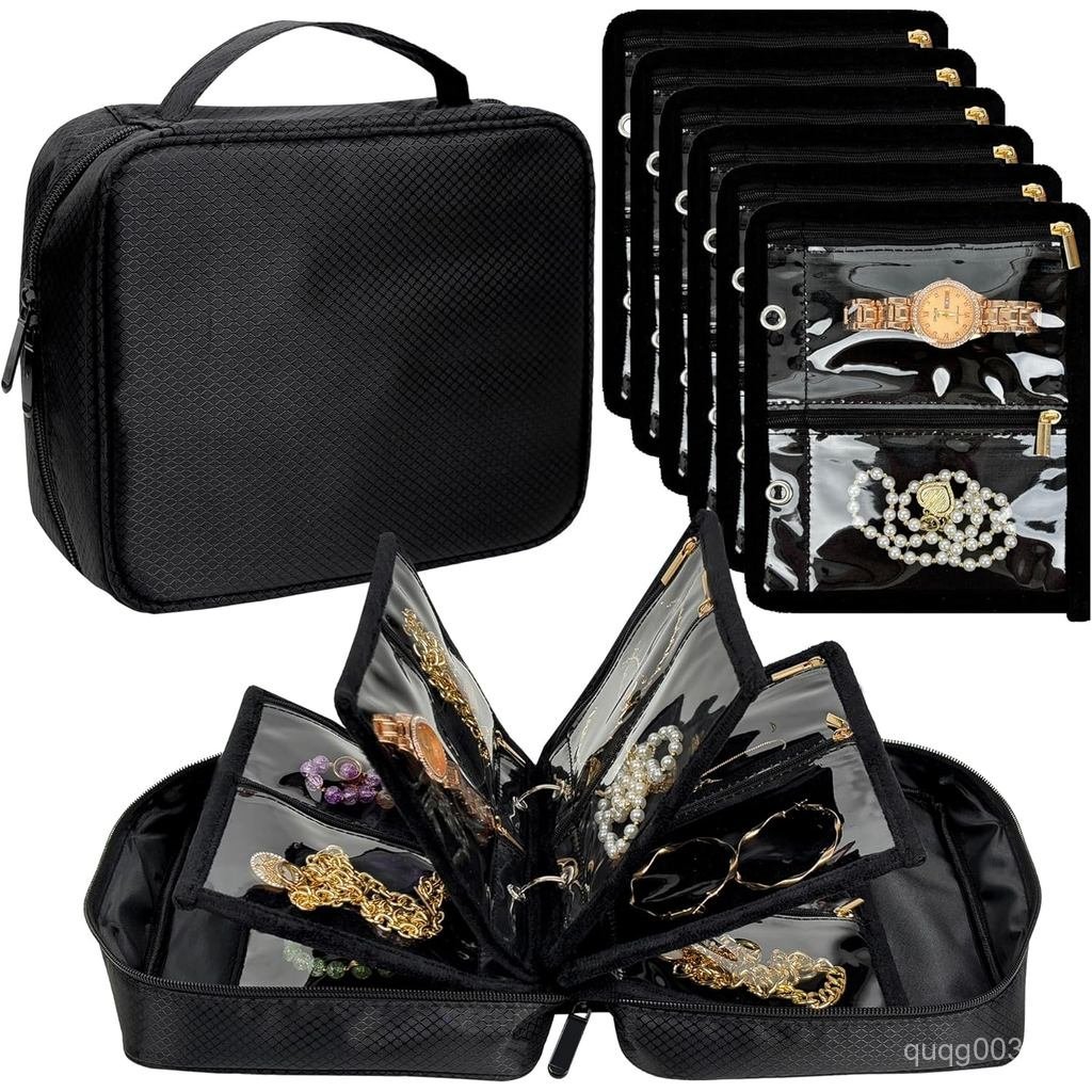 Travel Jewelry Organizer Case,Jewelry Bags for Traveling, Jewelry Binder with 24 ชิ้น Clear Zipper V