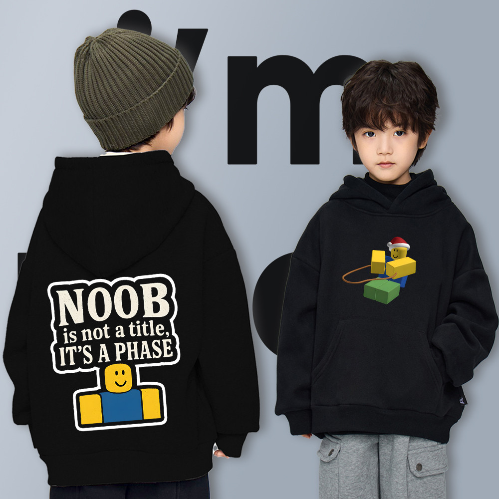 I Am Noob Cotton แขนยาว Hoodie เด็ก Hoodie Cotton Kid'hoodie พิมพ์น่ารักไม่มีการย้อมสี ไม่มีการเปลี่