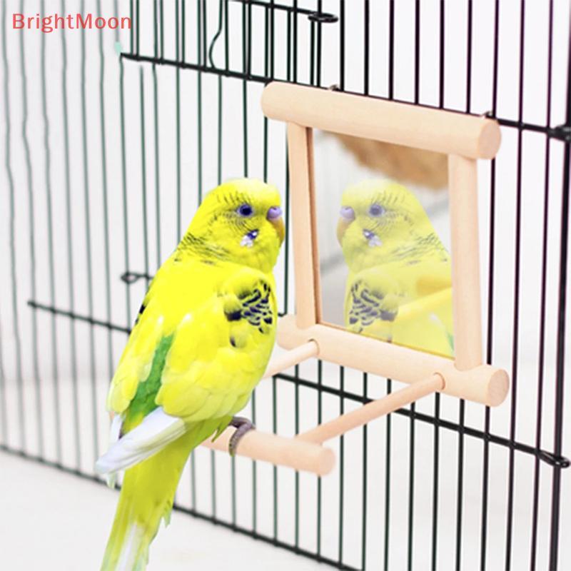 กระจกนก BrightMoon พร้อม Perch Bird Perch Mirror Stand Bird Cockatiels Cage