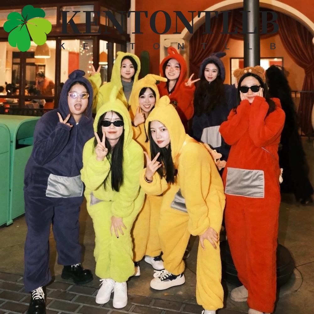 ชุดนอนคอสเพลย์ Teletubbies แบบขนแกะปะการัง Tinky Winky และฮูดี้การ์ตูน Laa-Laa