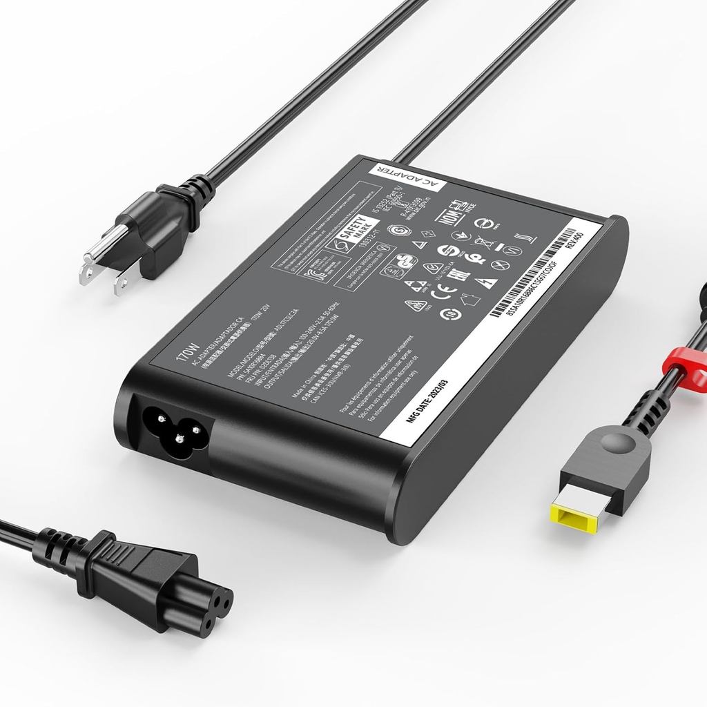 170W Charger Fit สําหรับ Lenovo Legion Slim 5, Yoga Pro 9i, ThinkPad P1 P16 P16v, IdeaPad Pro 5, LOQ