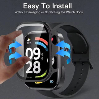 กรณีแก้วนิรภัย for Redmi Watch 6 5 4 เคส ป้องกันหน้าจอป้องกัน Gores เติมฝาครอบคลุม for Xiaomi Redmi Watch 6 5 4