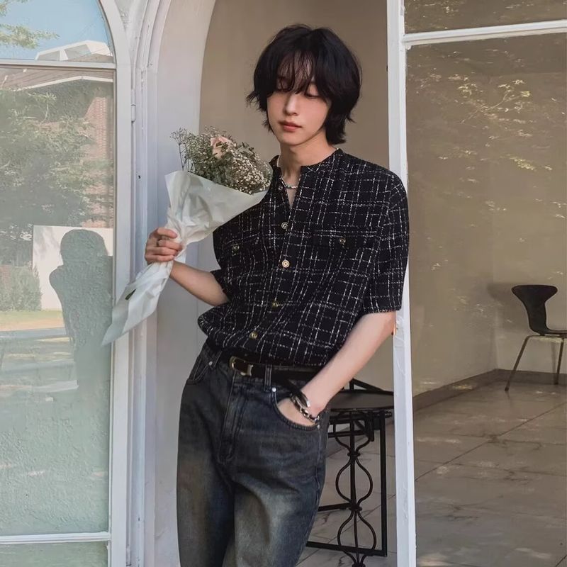 SEACHENIC เสื้อแขนสั้นผู้ชาย ลายสก๊อต Tweed สไตล์แฟชั่น ราคา ถูกที่สุด ดีลบีเคเค แกลเลอรีภาพที่ 3
